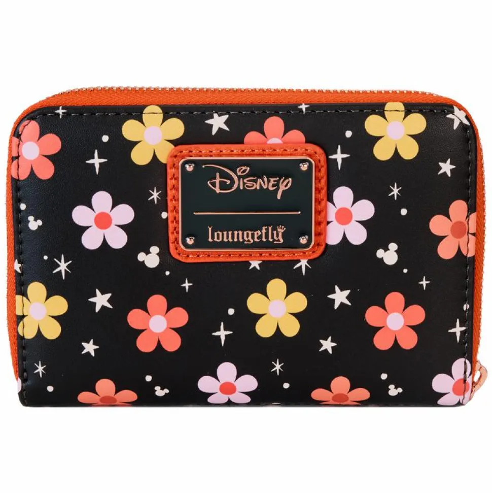 Disney - Mickey & Minnie Floral Ghost Glow in the Dark 4" Faux Leather Zip-Around Wallet