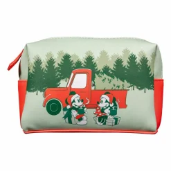 Disney - Mickey & Minnie Holiday 5” Faux Leather Zip-Around Cosmetic Bag