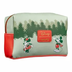 Disney - Mickey & Minnie Holiday 5” Faux Leather Zip-Around Cosmetic Bag