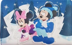 Disney - Mickey & Minnie Mouse Winter Skating Scene 4” Faux Leather Zip-Around Wallet