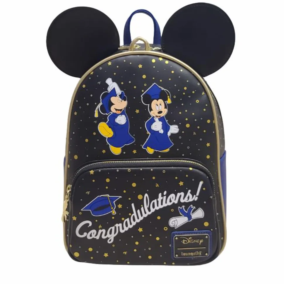 Disney - Mickey & Minnie Mouse Graduation 12" Faux Leather Mini Backpack