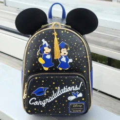 Disney - Mickey & Minnie Mouse Graduation 12" Faux Leather Mini Backpack