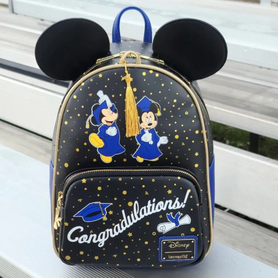 Disney - Mickey & Minnie Mouse Graduation 12" Faux Leather Mini Backpack