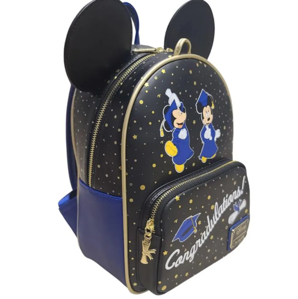 Disney - Mickey & Minnie Mouse Graduation 12" Faux Leather Mini Backpack