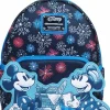 Disney - Mickey & Minnie Mouse Fireworks Glow in the Dark 10" Faux Leather Mini Backpack