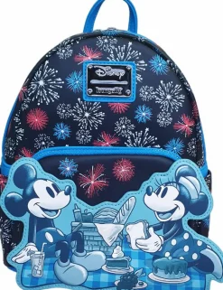 Disney - Mickey & Minnie Mouse Fireworks Glow in the Dark 10" Faux Leather Mini Backpack