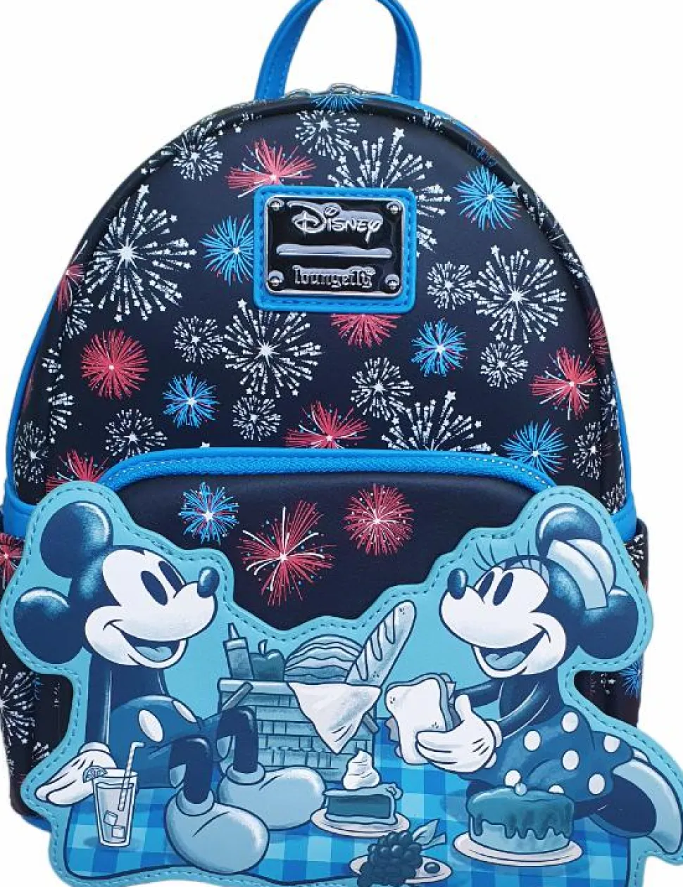 Disney - Mickey & Minnie Mouse Fireworks Glow in the Dark 10" Faux Leather Mini Backpack