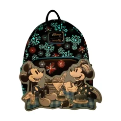 Disney - Mickey & Minnie Mouse Fireworks Glow in the Dark 10" Faux Leather Mini Backpack