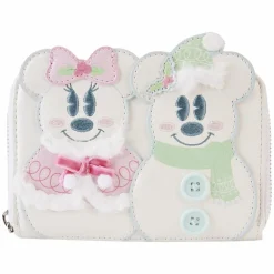 Disney - Mickey & Minnie Pastel Snowman 4" Faux Leather Zip-Around Wallet