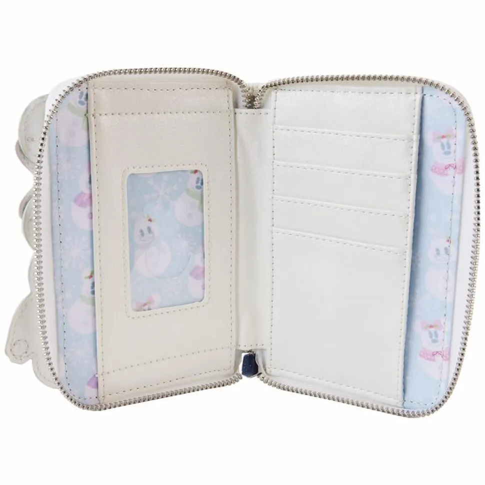 Disney - Mickey & Minnie Pastel Snowman 4" Faux Leather Zip-Around Wallet