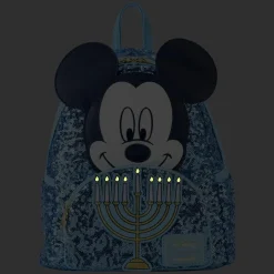 Disney - Mickey Hanukkah Sequin Glow in the Dark 10" Faux Leather Mini Backpack