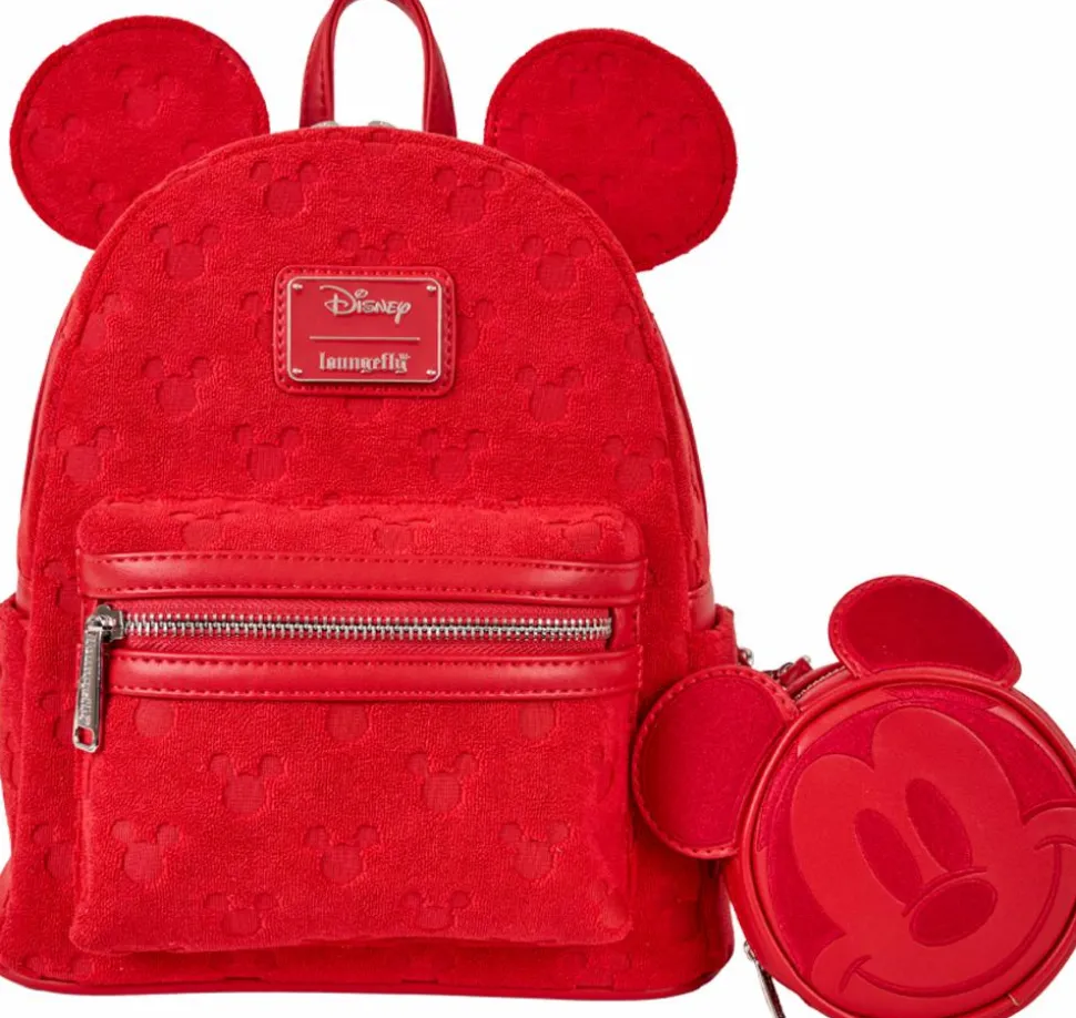Disney - Mickey Mouse Plush Burnout 10" Faux Leather Mini Backpack with Coin Purse