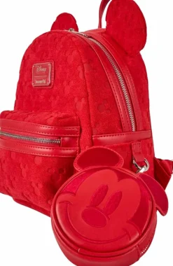 Disney - Mickey Mouse Plush Burnout 10" Faux Leather Mini Backpack with Coin Purse