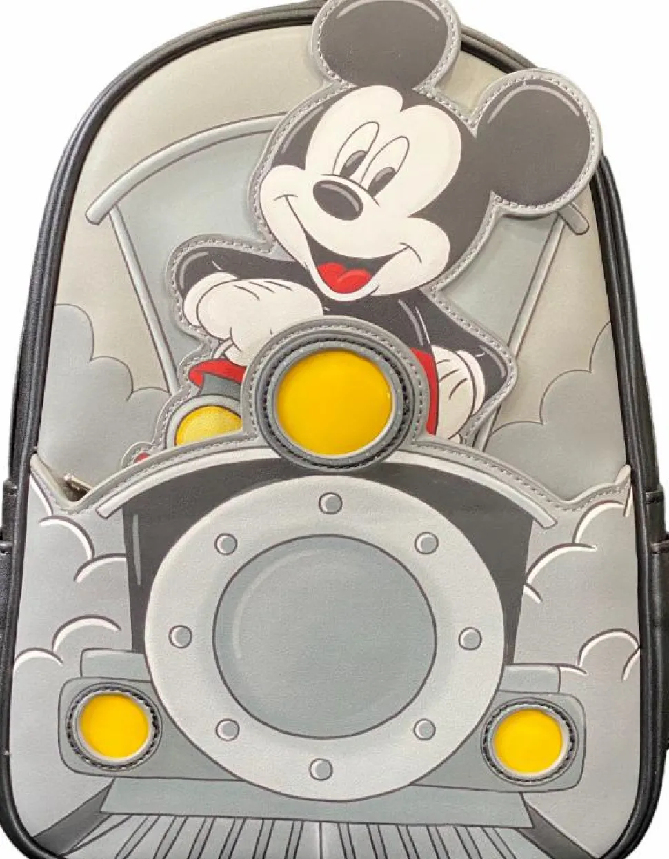 Disney - Mickey Train Light Up 10" Faux Leather Mini Backpack