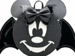Disney - Minnie Bat Glow in the Dark 8” Faux Leather Convertible Mini Backpack