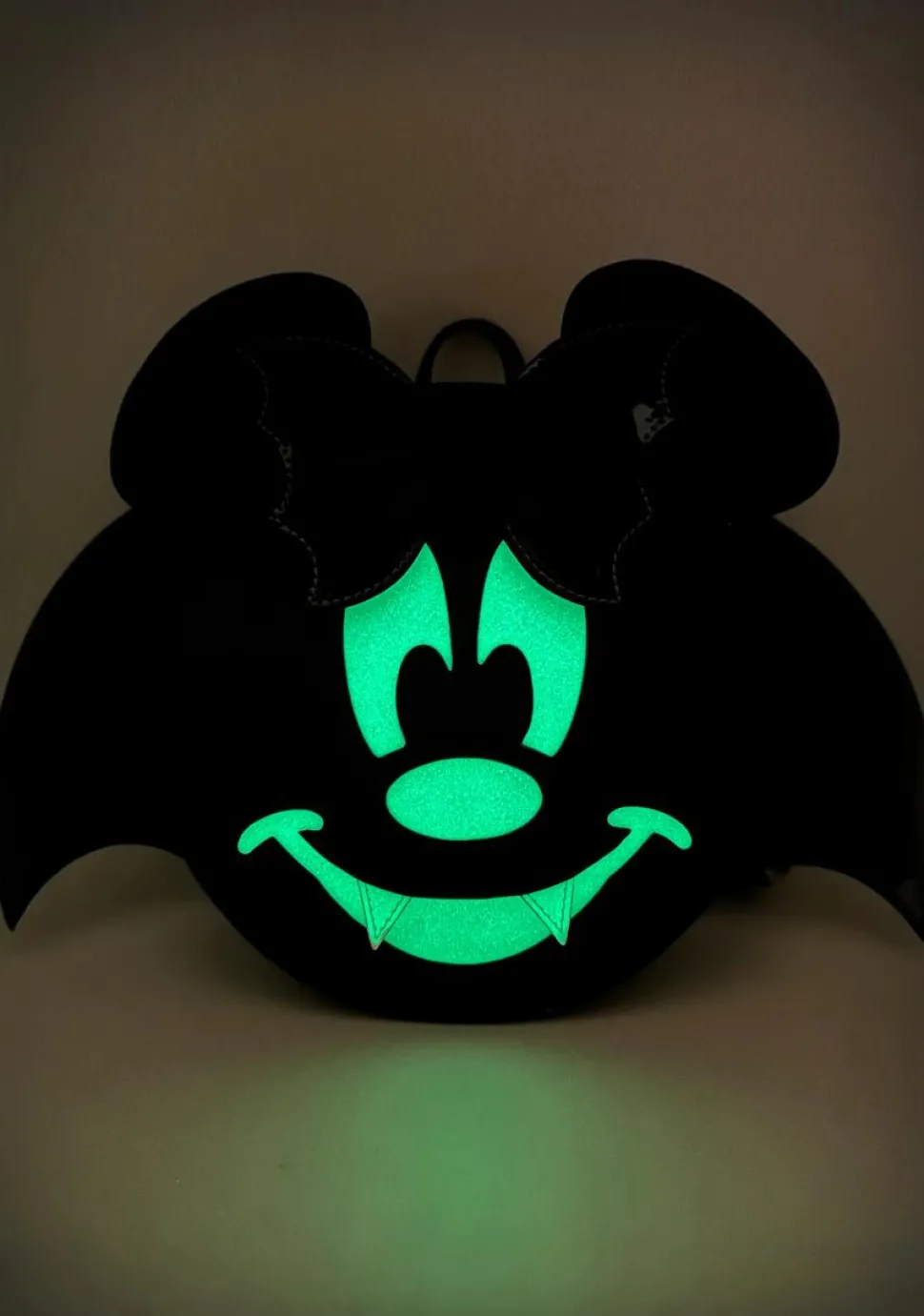 Disney - Minnie Bat Glow in the Dark 8” Faux Leather Convertible Mini Backpack