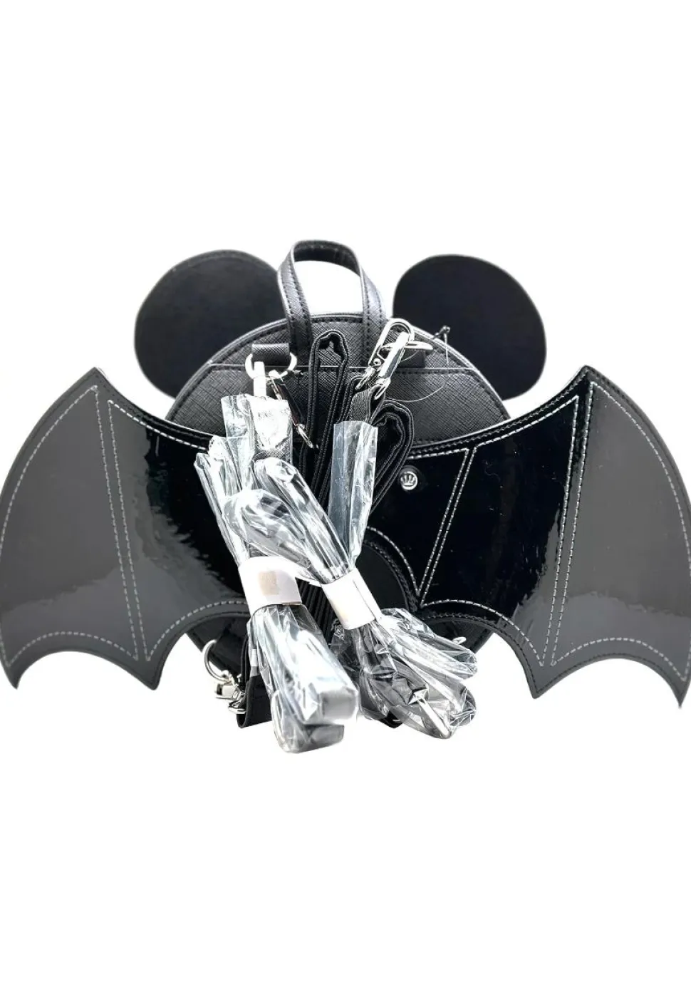 Disney - Minnie Bat Glow in the Dark 8” Faux Leather Convertible Mini Backpack