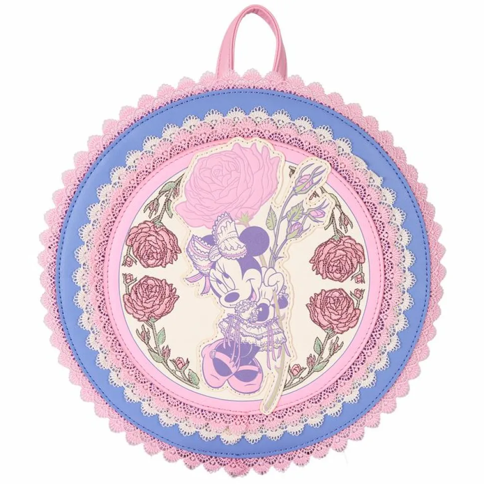 Disney - Minnie Floral and Lace 9" Faux Leather Mini Backpack