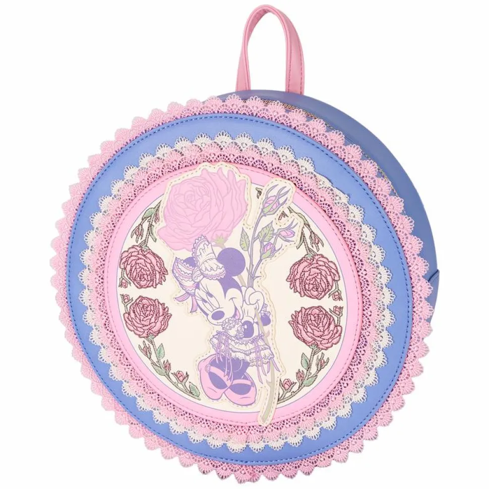Disney - Minnie Floral and Lace 9" Faux Leather Mini Backpack