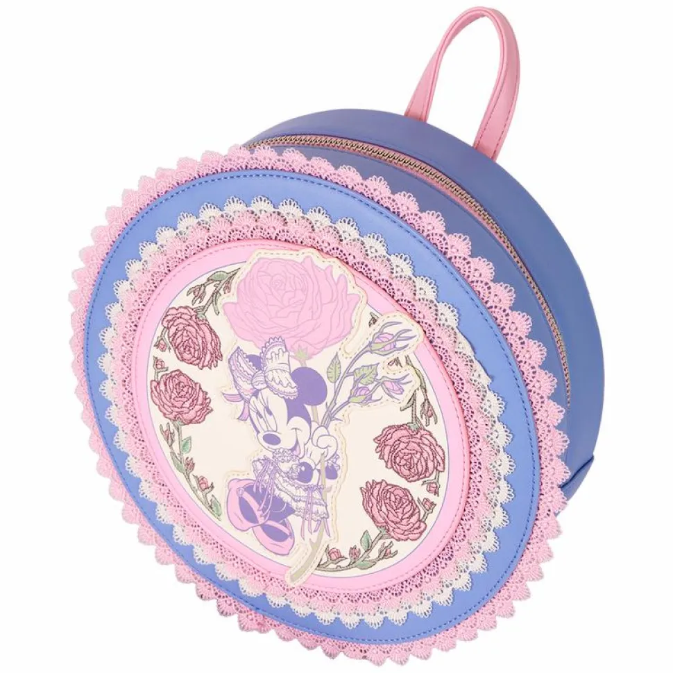 Disney - Minnie Floral and Lace 9" Faux Leather Mini Backpack