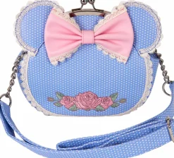 Disney - Minnie Floral and Lace Kisslock 7" Faux Leather Crossbody Bag