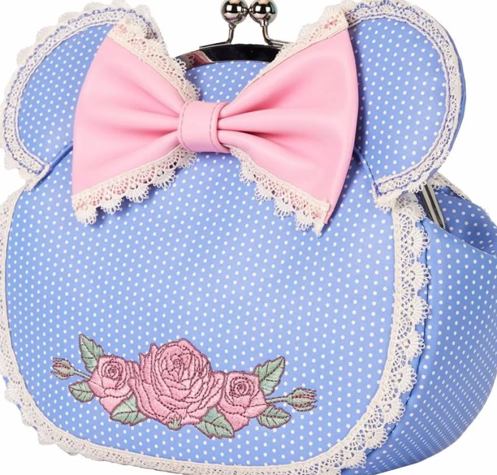 Disney - Minnie Floral and Lace Kisslock 7" Faux Leather Crossbody Bag