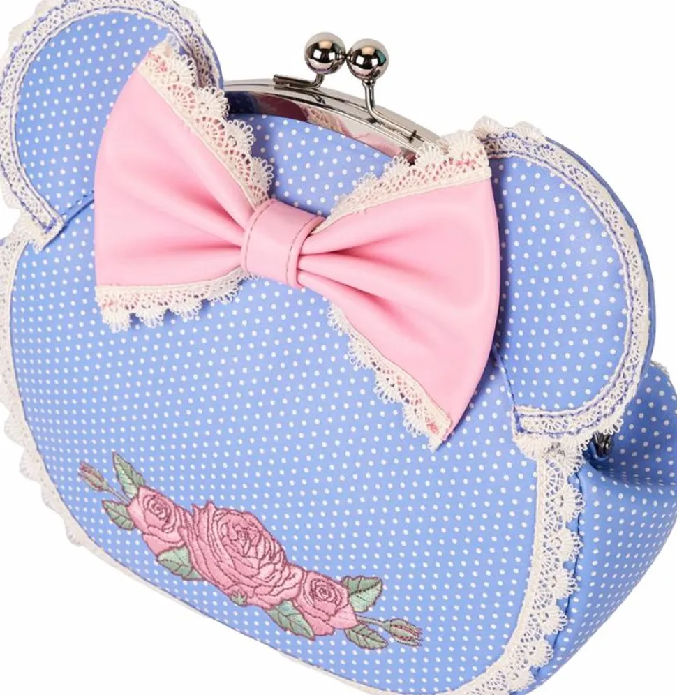 Disney - Minnie Floral and Lace Kisslock 7" Faux Leather Crossbody Bag