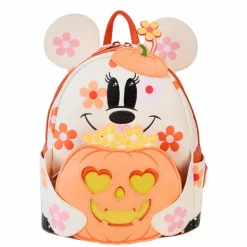 Disney - Minnie Floral Ghost Light Up Glow in the Dark 10" Faux Leather Mini Backpack