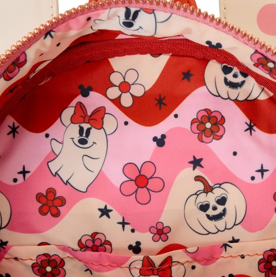 Disney - Minnie Floral Ghost Light Up Glow in the Dark 10" Faux Leather Mini Backpack