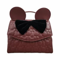 Disney - Minnie Maroon Quilted 8" Faux Leather Crossbody Bag