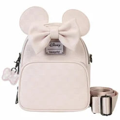 Disney - Minnie Mouse Checkered Texture 8" Faux Leather Convertible Crossbody Bag
