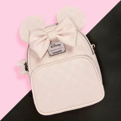 Disney - Minnie Mouse Checkered Texture 8" Faux Leather Convertible Crossbody Bag