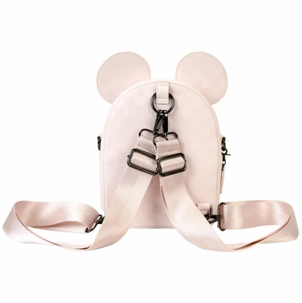 Disney - Minnie Mouse Checkered Texture 8" Faux Leather Convertible Crossbody Bag