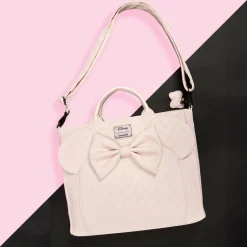 Disney - Minnie Mouse Checkered Texture 11" Faux Leather Convertible Tote Bag