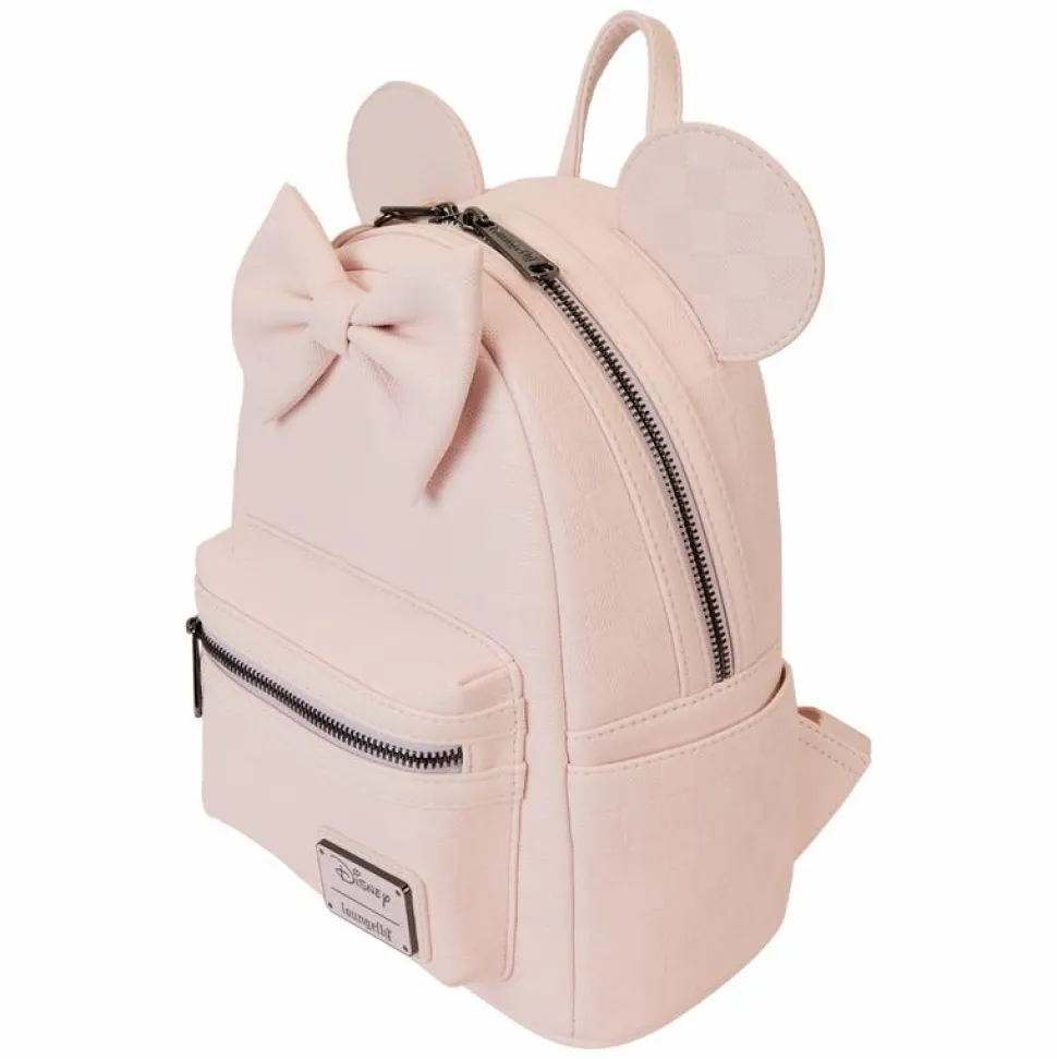 Disney - Minnie Mouse Checkered Texture 10" Faux Leather Mini Backpack