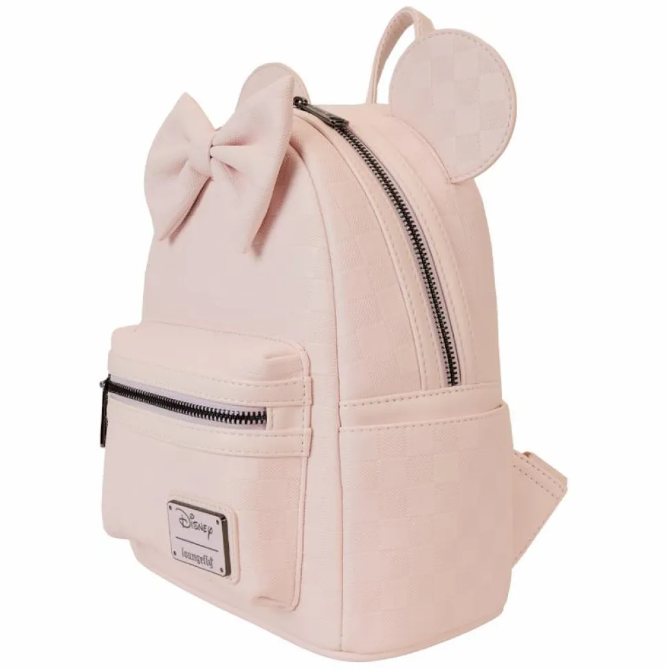 Disney - Minnie Mouse Checkered Texture 10" Faux Leather Mini Backpack