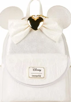 Disney - Minnie Mouse Iridescent Lace Wedding 10" Faux Leather Mini Backpack