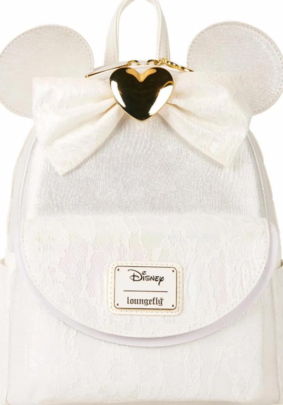 Disney - Minnie Mouse Iridescent Lace Wedding 10" Faux Leather Mini Backpack
