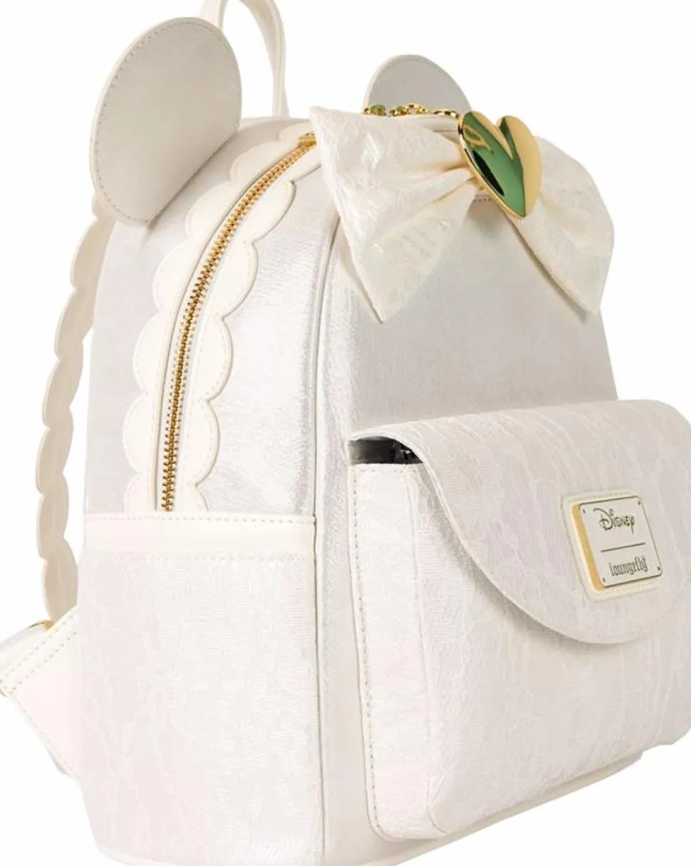Disney - Minnie Mouse Iridescent Lace Wedding 10" Faux Leather Mini Backpack