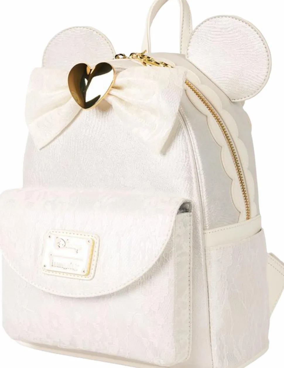 Disney - Minnie Mouse Iridescent Lace Wedding 10" Faux Leather Mini Backpack