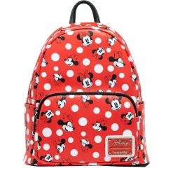 Disney - Minnie Mouse Polka Dots Red 10” Faux Leather Mini Backpack