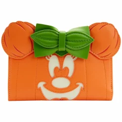 Disney - Minnie Mouse Pumpkin Glow in the Dark 4” Faux Leather Flap Wallet