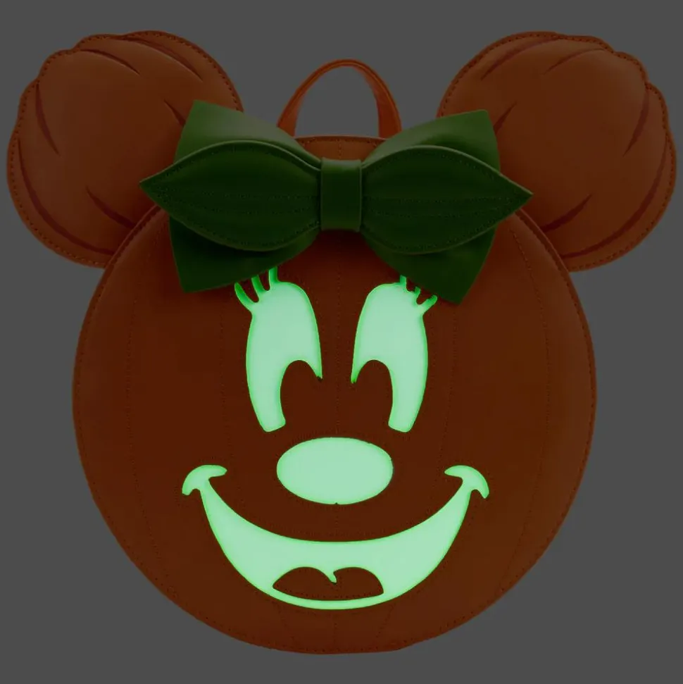 Disney - Minnie Mouse Pumpkin Glow in the Dark 10” Faux Leather Mini Backpack