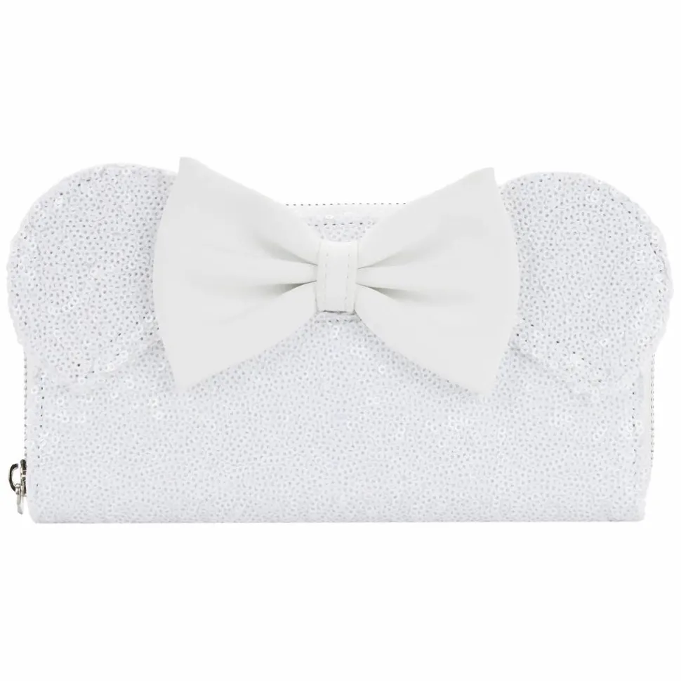 Disney - Minnie Mouse Sequin Wedding 4” Faux Leather Zip-Around Wallet