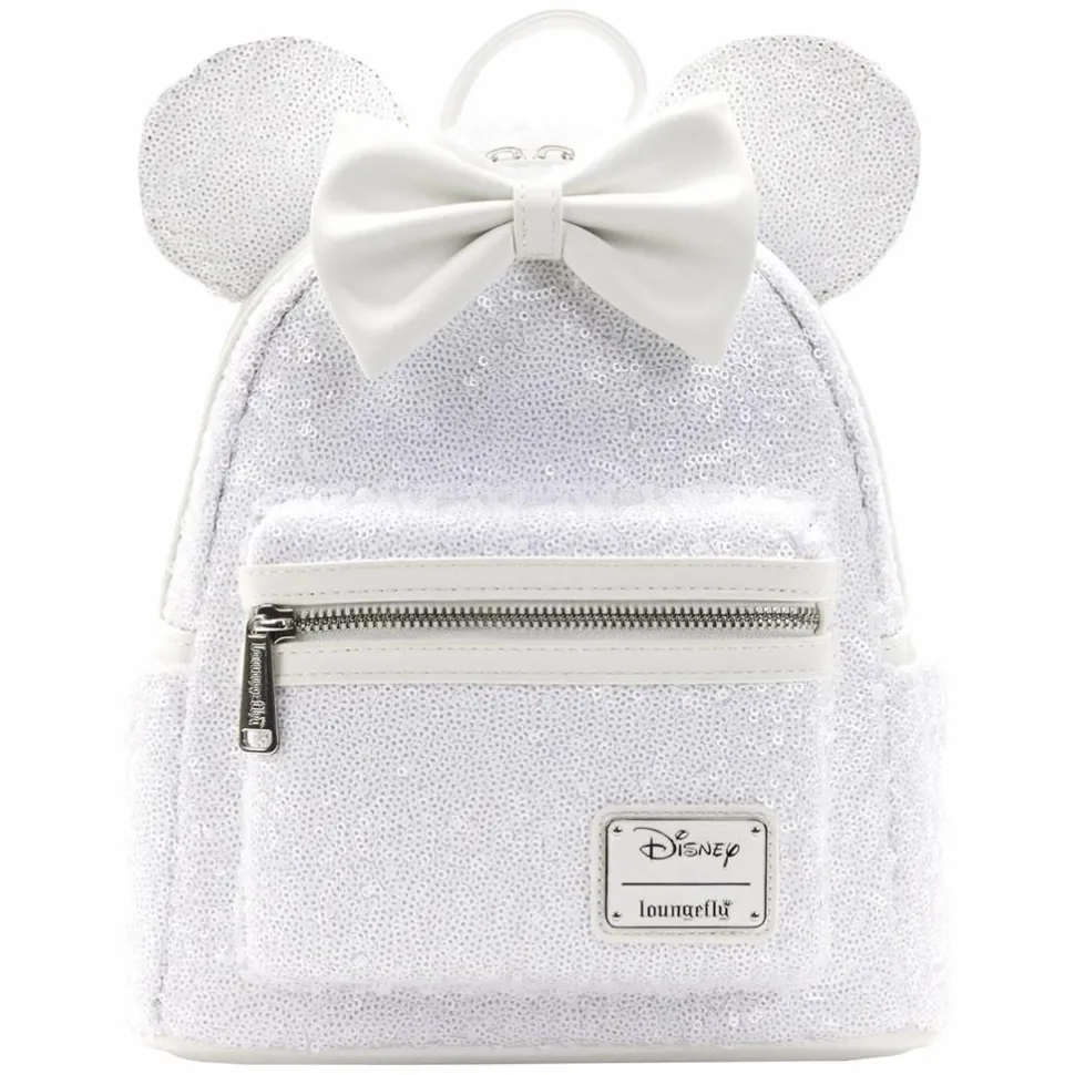 Disney - Minnie Mouse Sequin Wedding 10” Faux Leather Mini Backpack