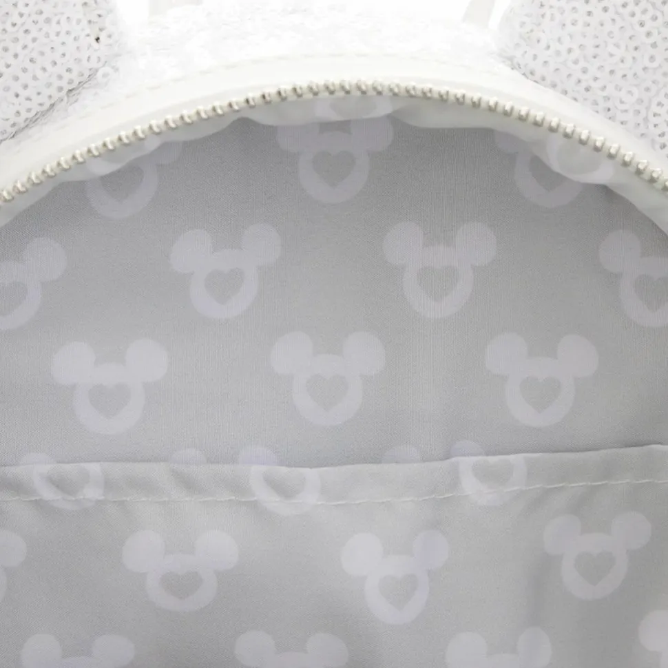 Disney - Minnie Mouse Sequin Wedding 10” Faux Leather Mini Backpack
