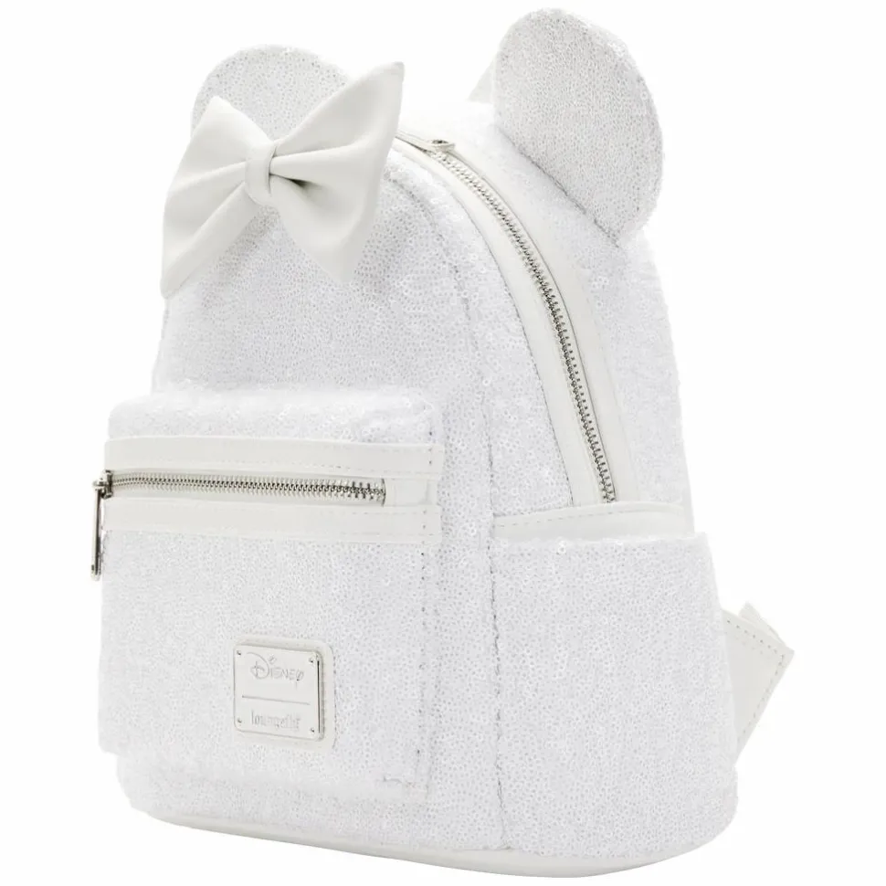 Disney - Minnie Mouse Sequin Wedding 10” Faux Leather Mini Backpack