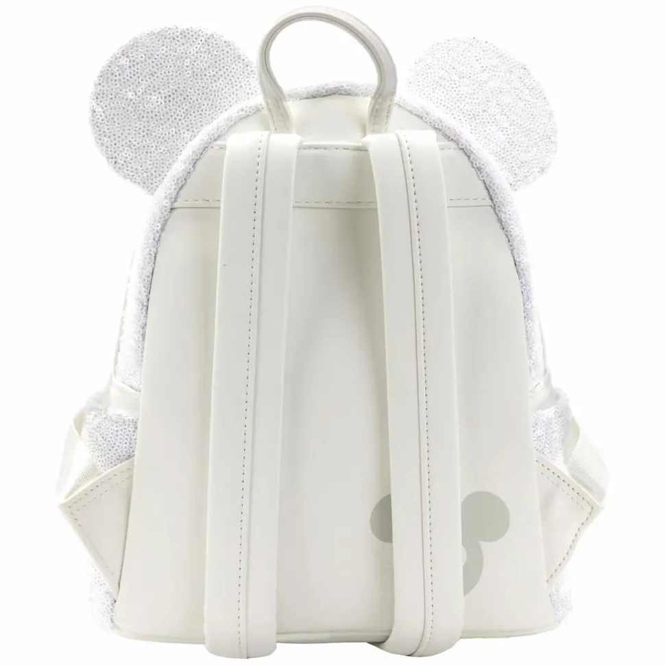 Disney - Minnie Mouse Sequin Wedding 10” Faux Leather Mini Backpack