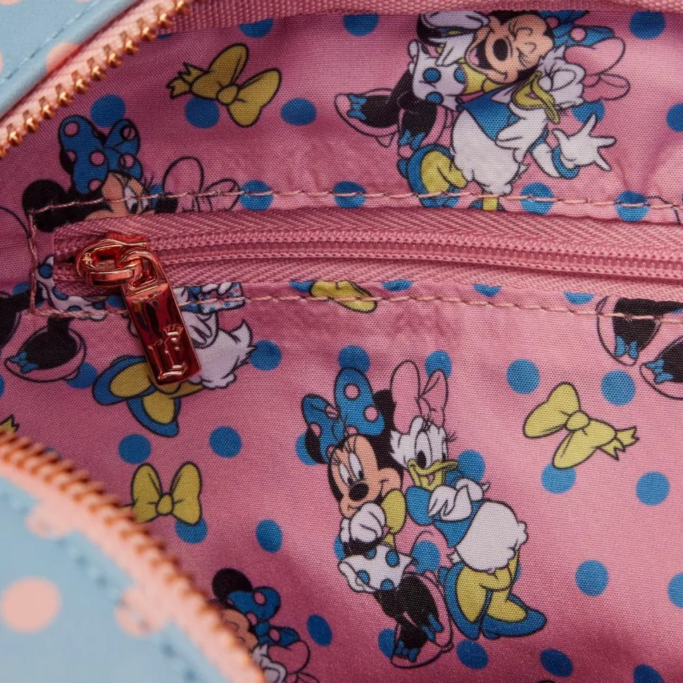 Disney - Minnie Pastel Polka Dot 7” Faux Leather Crossbody Bag