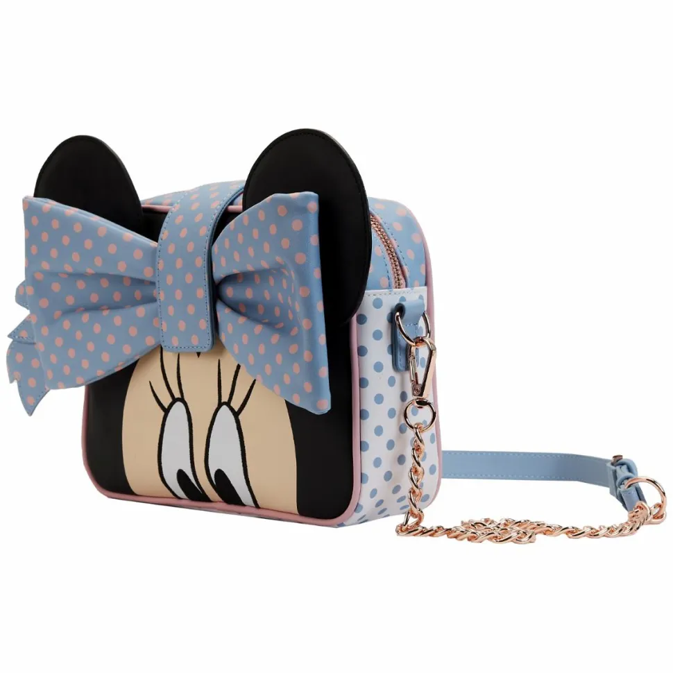 Disney - Minnie Pastel Polka Dot 7” Faux Leather Crossbody Bag